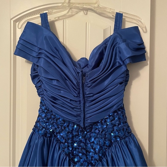Vintage Mike Benet Formals Royal Blue Sequin Pageant Prom Party Dress - Picture 7 of 13